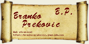 Branko Preković vizit kartica